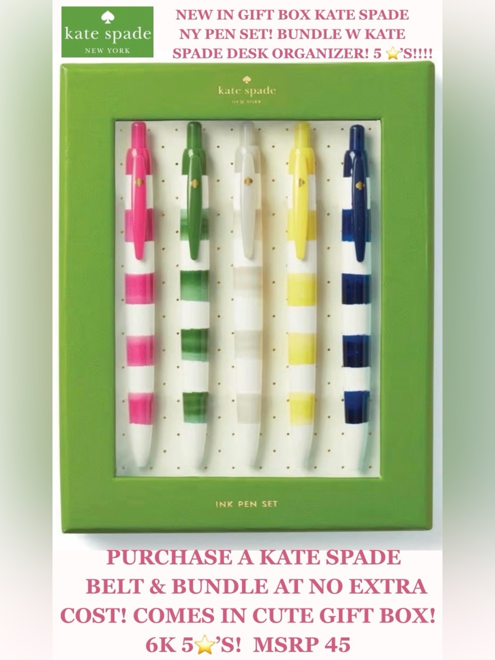 NEW IN BOX KATE SPADE PEN SET! 6K 5 ⭐️ REVIEWS! BALLPOINT, VERY SOUGHT AFTER